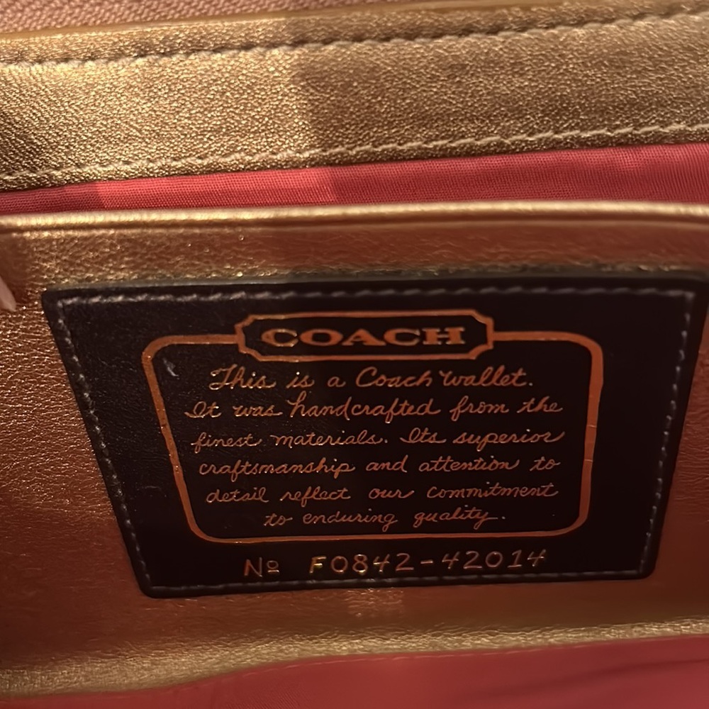Coach Metallic Gold Signature Continental Wallet - Picture 4 of 5